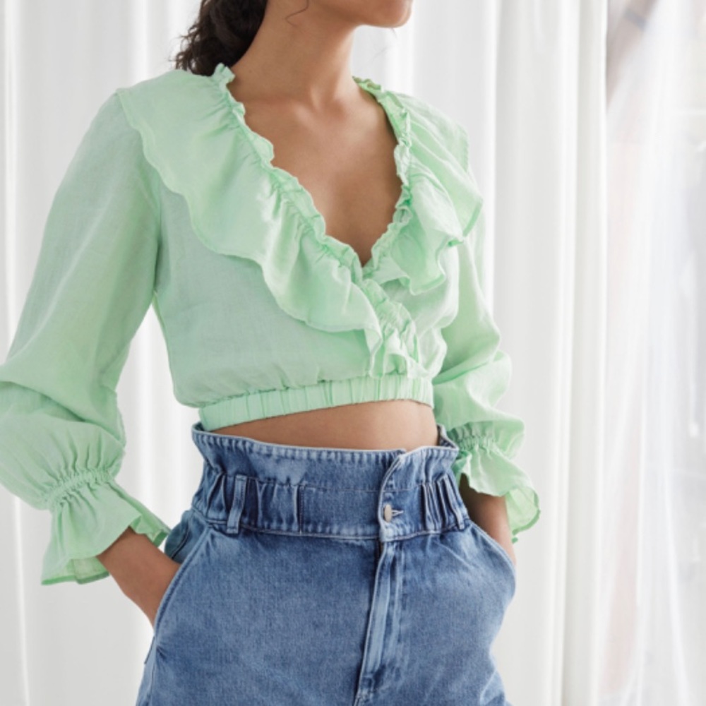 [Brand New] & Other Stories Linen Ruffled Crop Top - US 6 / EUR 38
